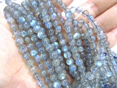 AA grade 3-10mm full strand Genuine Labradorite gemstone round ball lite grey blue flashy jewelry beads