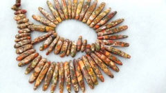 Wholesale Ocean Jasper necklace beads Multicolored Impression Jasper stone tooth spikes sharp yellow oranger Nekclace Gemstone L