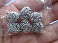 AAA 12pcs 10x14-13x18mm 18k gold Micro Pave set cubic zirconia beads oval egg diamond silver gold gu