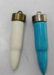 60mm 2pcs turquoise Bullet Pendant Brass European Bead spikes Sharp black turquoise focal horn bead