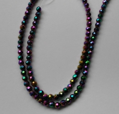 5strands 2 3 4 6 8mm Hematite gem Raw Titanium plated ,round ball faceted silver,gold,gunmetal,purpl