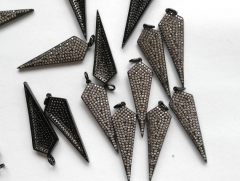 AAA 12pcs 10-30mm Micro Pave set cubic zirconia beads arrow spikes shape gunmetal necklace focal pendant