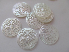 Mop shell top quality 12pcs 17-25mm Genuine MOP Shell ,Pearl Shell Pink balck white filigree Carved 