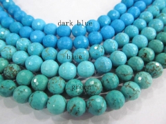 2strands Turquoise stone Round Ball faceted wholesale loose beads 4-12mm