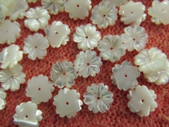Top quality 50pcs 10 12 15mm Genuine MOP Shell ,Pearl Shell filigree florial flower Carved yellow wh