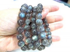 AAA grade 6 8 10 12 14mm 8inch Genuine Labradorite gemstone round ball Bracelete dark grey jewelry b