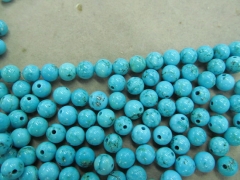 5strands 4-12mm Turquoise stone Round Ball black turquoise beads Aqua blue Blue for necklace gemston