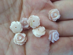 half drilled --30pcs 6 8 10 12mm high quality Genuine MOP Shell ,Pearl Shell Rose flower fluorial Ha