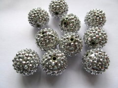 high quality 22mm 24pcs micro pave rhinestone Shamballa Beads Round balls silver beads Shamballa jewelry loose beads