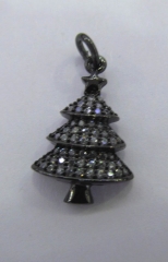 Top Quality 12Pcs 18-30mm CZ Micro Pave Diamond Christmas tree gunmetal earrings charm jewelry