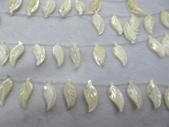 wholesale 2strands 15x30mm Genuine MOP Shell ,Pearl Shell beads ,leaf tree leaves polished shell pen