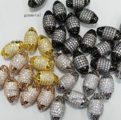 12pcs 10x16mm Platinum Plated Micro Pave set cubic zirconia beads Rice Barrel Drum silver gold gunmetal rose gold charm connecto
