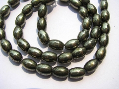 2strands 8-14mm genuine gleaming pyrite crystal rice olive barrel iron gold pyrite beads