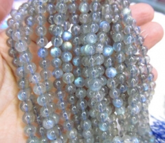AA grade 3-10mm full strand Genuine Labradorite gemstone round ball lite grey blue flashy jewelry be