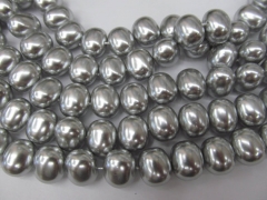 Silver Pearl bead10x14mm full strand freeform egg nugget peach black white pink red chamapange grey 