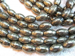 2strands 8-14mm genuine gleaming pyrite crystal rice olive barrel iron gold pyrite beads