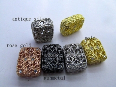 AAA grade 20pcs 13x18mm Micro Pave CZ Brass Spacer , Cubic Zirconia Rectangle Ablong Gunmetal Silver