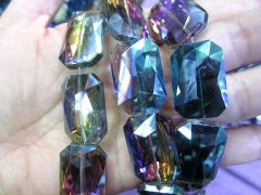 high quality 2strands 10-25mm Crystal like gorgous rectangle ablong Faceted Ocean blue green red rub
