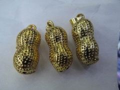12pcs 10x18mm 14K gold Peanut Charms carved 3D Peanut Pendant,Food Charm,DIY Jewelry Making,Craft Su