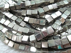 2strands 4-10mm genuine Raw pyrite Cube iron golden grey box square diameter gleaming pyrite beads