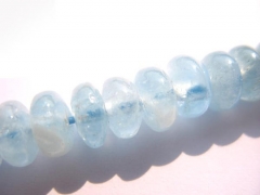 2strands 3x5 4x6 5x8 6x10mm Genuine Aquamarine Beryl gemstone Rondelle smooth Blue spacer beads
