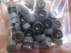 Micro Pave CZ Spacer, Top Quality 50pcs 6-13mm Brass Cubic Zirconia drum Tube column Gunmetal crystal Findings