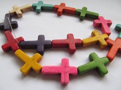 5strands Howlite Turquoise stone cross pendant rianbow mixed wholesale loose beads 10x14 12x16 13x18