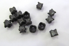 Top Quality 12pcs 6x8mm Hexagon Micro Pave CZ Brass European Bead Cubic Zirconia drum Tube Gunmetal 