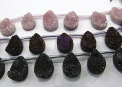Titanium Agate beads Druzy Agate Top Drilled Flat Teardrop Beads Pendants Drusy Quartz Cabochons Cha