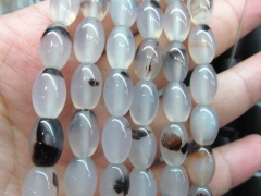 2strands 8x12mm natural agate onyx gemstone rdrum rice barrel white black beads
