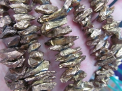 2strands 8-20mm titanium quartz rock quartz freeform chips nuggets spikes AB mystic gold silver broz