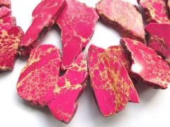 high quality 15-60mm full strand Sea Sediment Imperial Jasper stone slab freeform nuggets fuchsia re