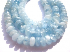 2strands 3x5 4x6 5x8 6x10mm Genuine Aquamarine Beryl gemstone Rondelle smooth Blue spacer beads