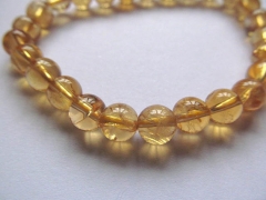 Handmade Natural Citrine bracelet round ball yellow jewelry bead 6 8 10 12 14 16mm one strand