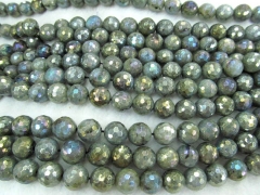 2strands 8 10 12mm Natural Labradorite gemstone AB Mystic round ball faceted Blue Flashy Loose Bead