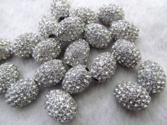 50pcs 8-20mm Pave Micro Rhinestone Brass Crystal Connector ,silver Rice Drum Hematite Gunmetal silver gold mix Finding