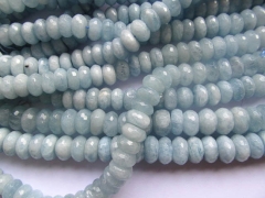 high quality Genuine Aquamarine Beryl gemstone Rondelle Faceted Blue beads 3x5 4x6 5x8 6x10 6x12mm