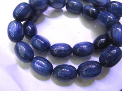 high quality Natural Kyanite Gemstone Drum Rice Round Blue flashy Evil eyes Beads 8X12-12X16mm 8inch