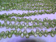 6-8mm full strand Genuine Peridot Briotettes heart faceted Brios teadrop faceted bead