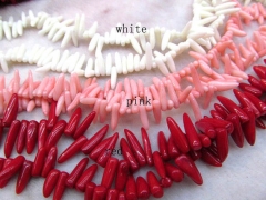 10-20mm full strand Coral jewelry spikes horn shapr red white oranger pink mixed Necklace Gemstone L