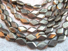 2strands 8-14mm genuine gleaming pyrite crystal oval egg diamond faceted iron gold pyrite beads