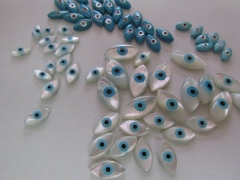 25pcs 4x8 5x10 7x14mm Top Quality Genuine MOP Shell mother of pearl Evil Eyes Marquise Blue White Ca