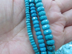 High quality 2strands 3x4 4x6 5x8mm Stabilzed Turquoise Rondelle Abacus Faceted Blue Green black jew