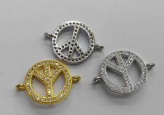 Assorted CZ Micro Pave Diamond paved spacer beads Jewelry findings Micro Pave Brass Peace Disc Round