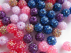 25%off-- 100pcs 10-22mm micro pave rhinestone Shamballa Beads Round balls mixed spacer beads