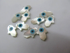 Top Drilled --12pcs 13x20mm Genuine MOP Shell Blue White Mother of pearl shell turkish evil eye hams