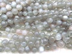 High Quality 4-12mm full strand genuine grey black sunstone stone Round Ball flashy sunstone bead je