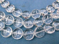 AA GRADE 8-16mm full strand natural clear white rock quartz round ball beads,disc roundel bead