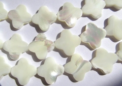 Shell Clover bead wholeasale 2strands 8-12mm Genuine MOP Shell ,Pearl Shell clover florial white bla