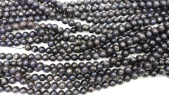 High Quality 2strands 6 8 10mm Natural black sunstone stone Round Ball flashy jewelry beads